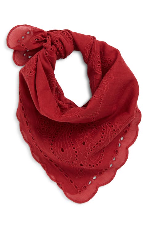 Embroidered Floral Eyelet Organic Cotton Bandana