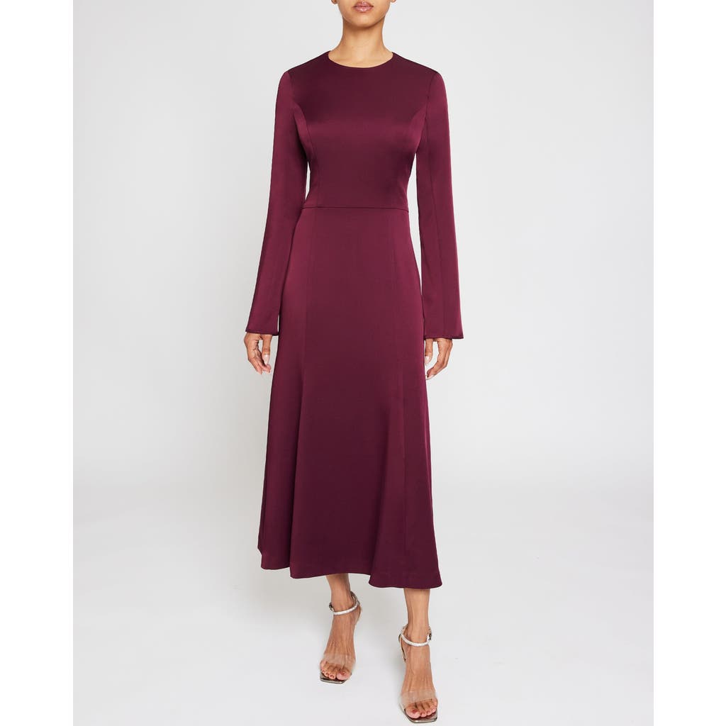 Santorelli Tia Long Sleeve Handkerchief Midi Jersey Dress In Sangria