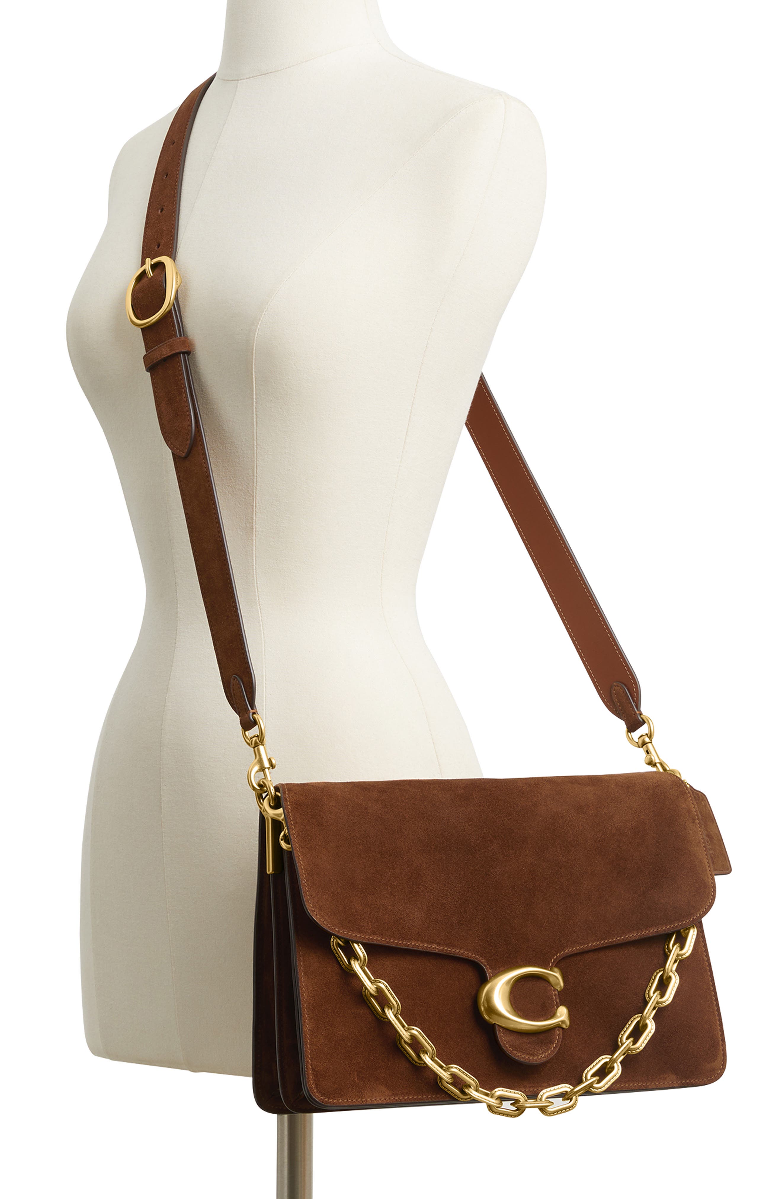 COACH Chain Tabby 30 Suede Shoulder Bag, Alternate, color, 