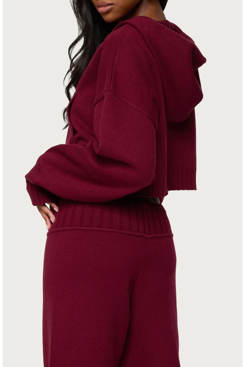 Russell Crop Hooded Zip Sweater, Alternate, color, BURGUNDY
