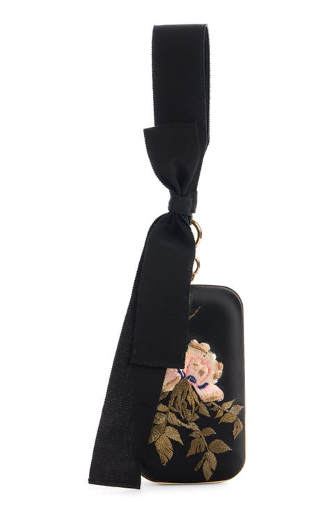 Show Embroidered Satin Clutch