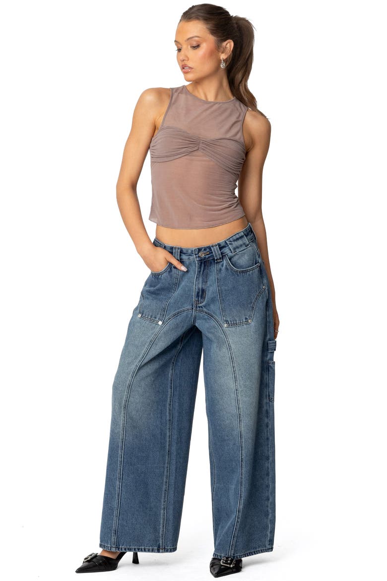 Tal Baggy Low Rise Carpenter Jeans, Alternate, color, BLUE-WASHED