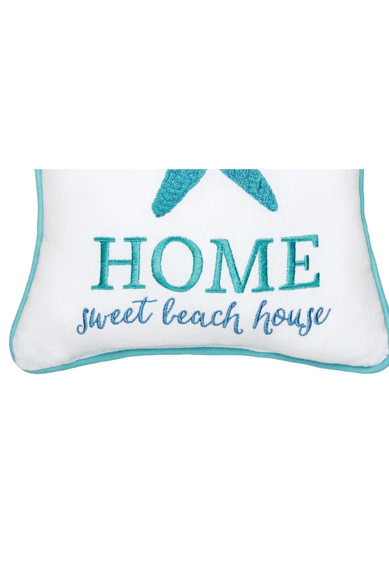 "Home Sweet Beach House" Starfish Mini Cotton Blend Accent Pillow 10" x 10", Alternate, color, Blue