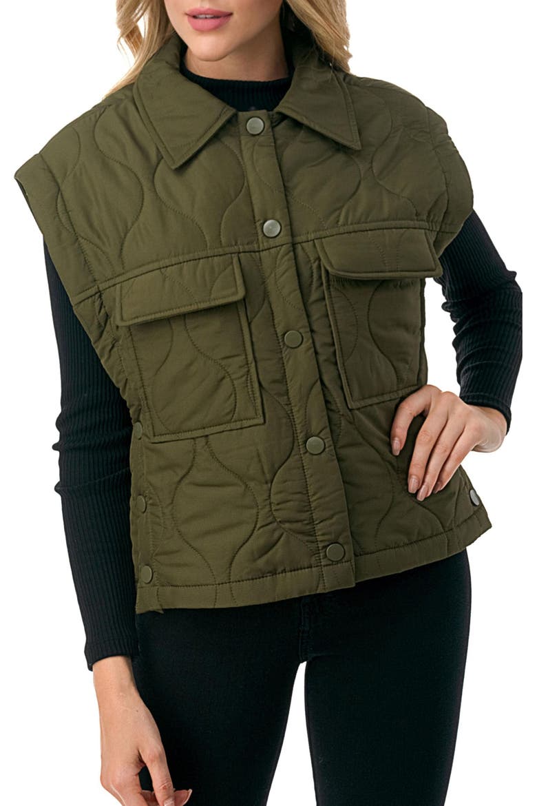 Onion Quilted Vest, Main, color, OLIVE