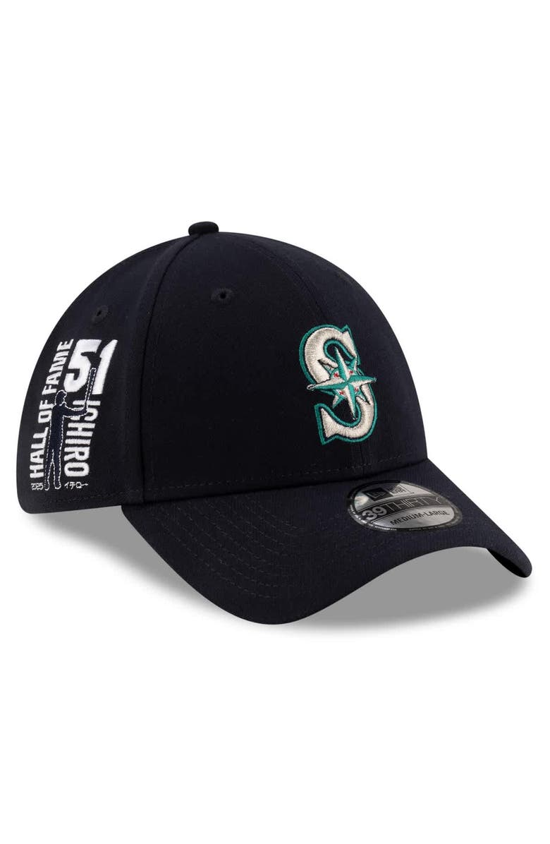 New Era Men's  New Era Ichiro Suzuki Navy Seattle Mariners 2025 Baseball Hall of Fame Side Patch 39THIRTY Flex Hat, Main, color, 