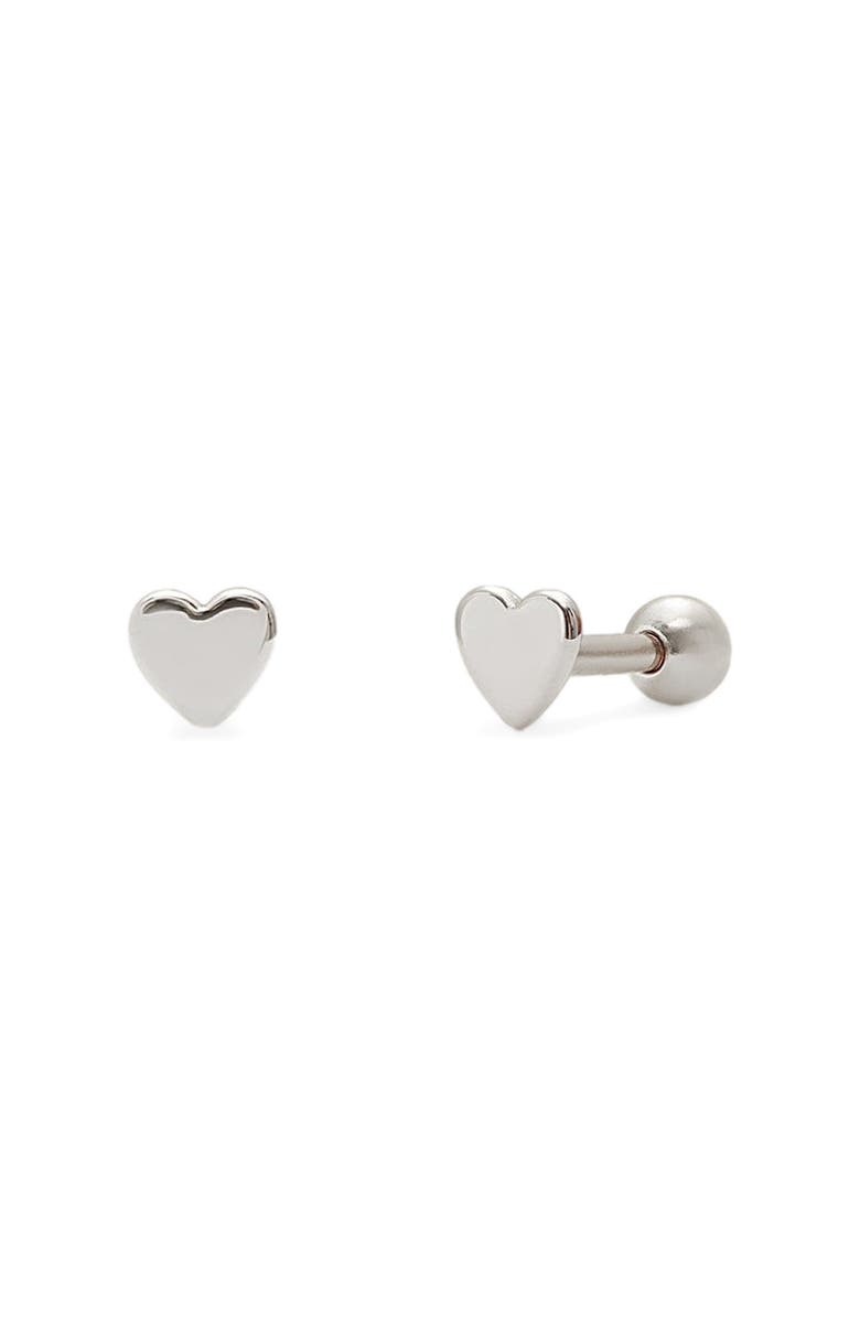 MADE BY MARY Heart Stud Earrings, Main, color, Silver
