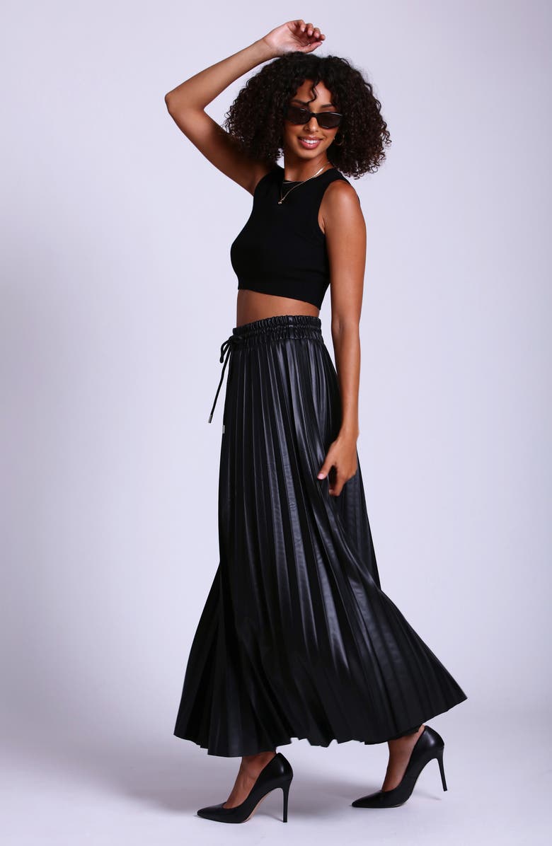 Avec Les Filles Accordion Pleat Faux Leather Maxi Skirt, Alternate, color,