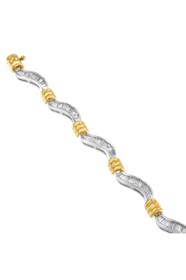 Original Classics 10K Two-Tone Gold Baguette Cut Diamond Spiral Bracelet, Alternate, color, Yellow