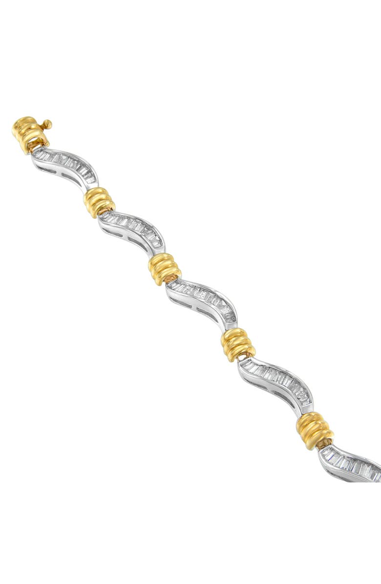 Haus of Brilliance Original Classics 10K Two-Tone Gold Baguette Cut Diamond Spiral Bracelet, Alternate, color, Yellow