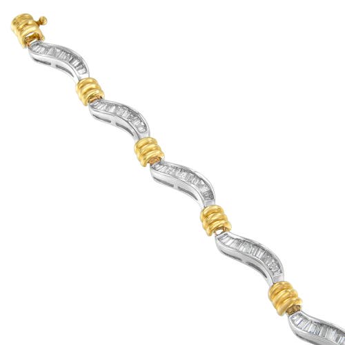 Haus Of Brilliance Original Classics 10k Two-tone Gold Baguette Cut Diamond Spiral Bracelet In Yellow