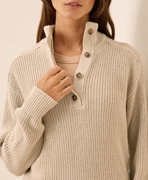 Pact Luxe Knit Henley Sweater In Neutral