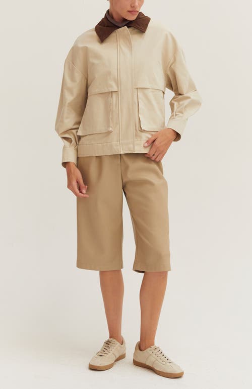 Crescent Contrast Collar Canvas Barn Jacket In Multi