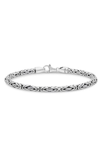 Devata Gender Inclusive Sterling Silver Borobudur Round 4mm Chain Bracelet In Silver