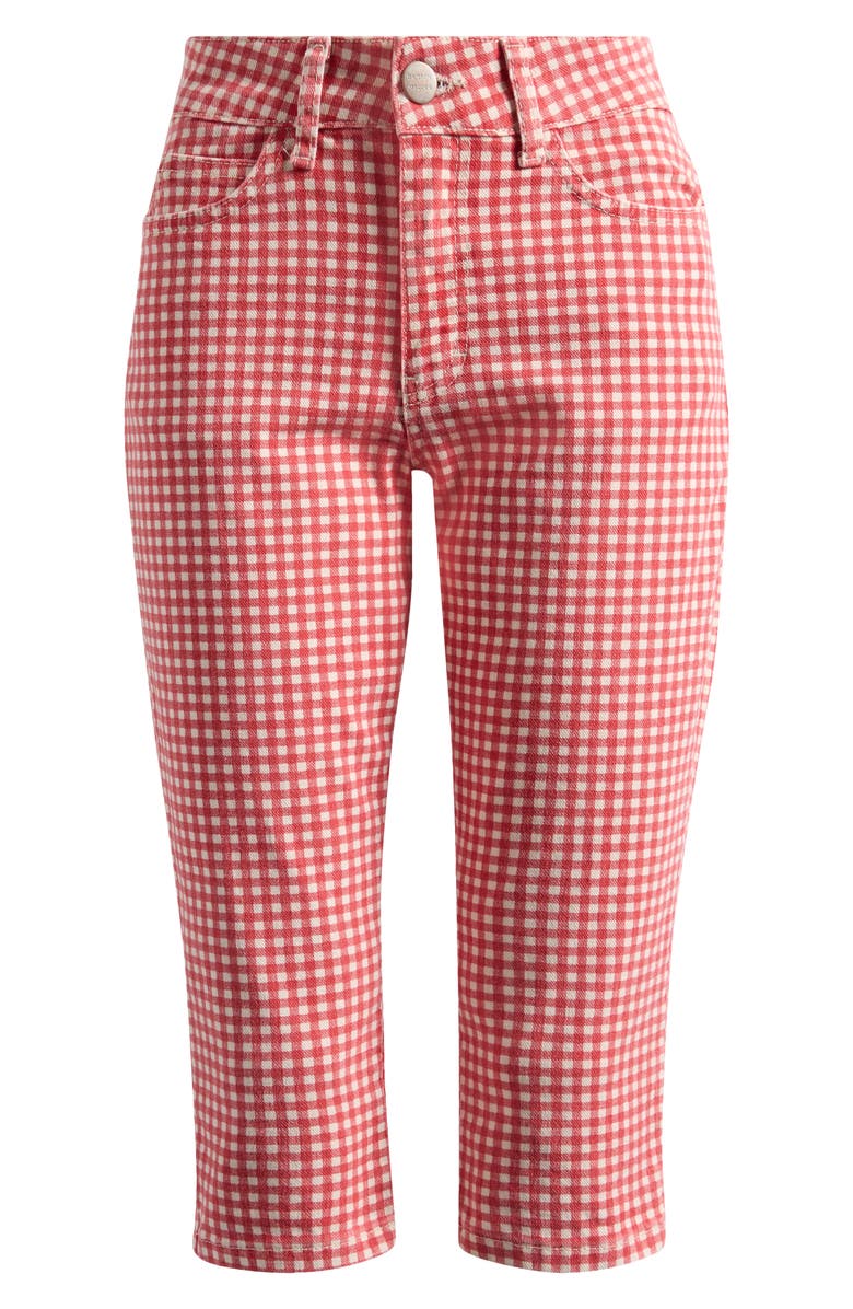 Damson Madder Gingham Capri Jeans, Alternate, color, Red