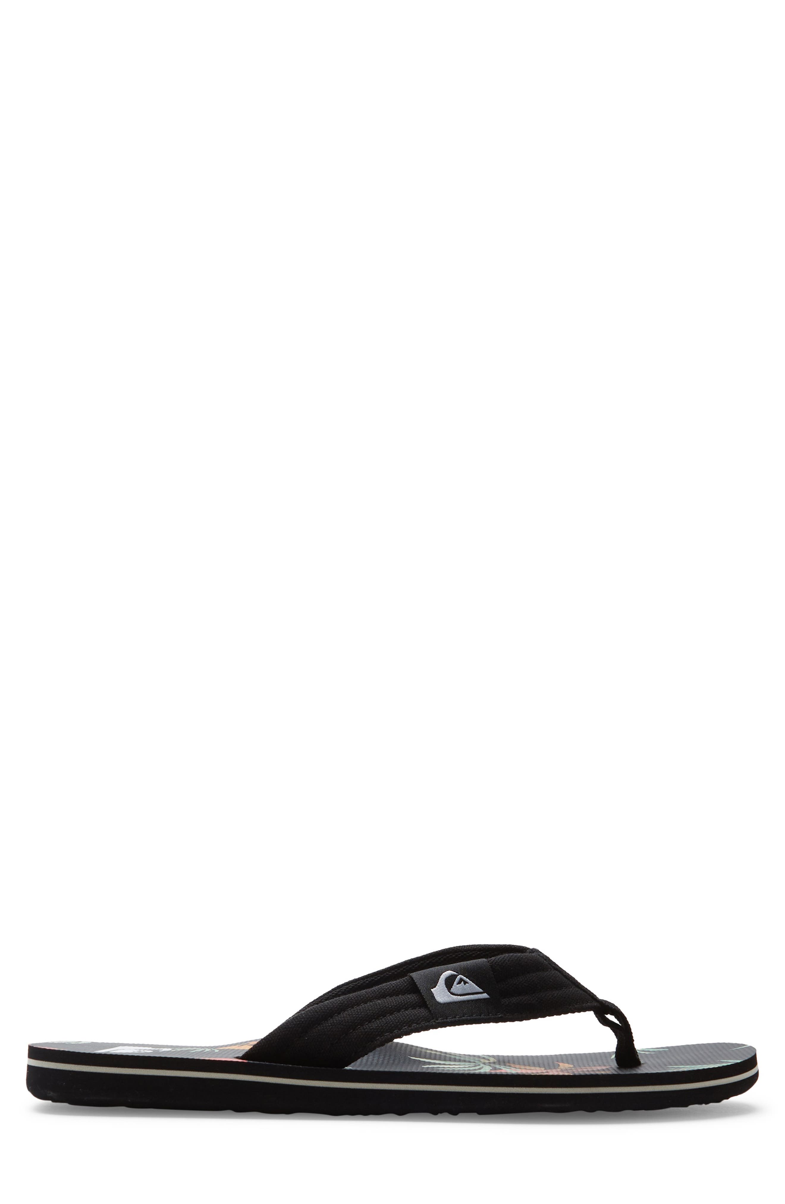 Quiksilver Molokai Layback II Flip Flop, Alternate, color, Black/ Orange/ Green