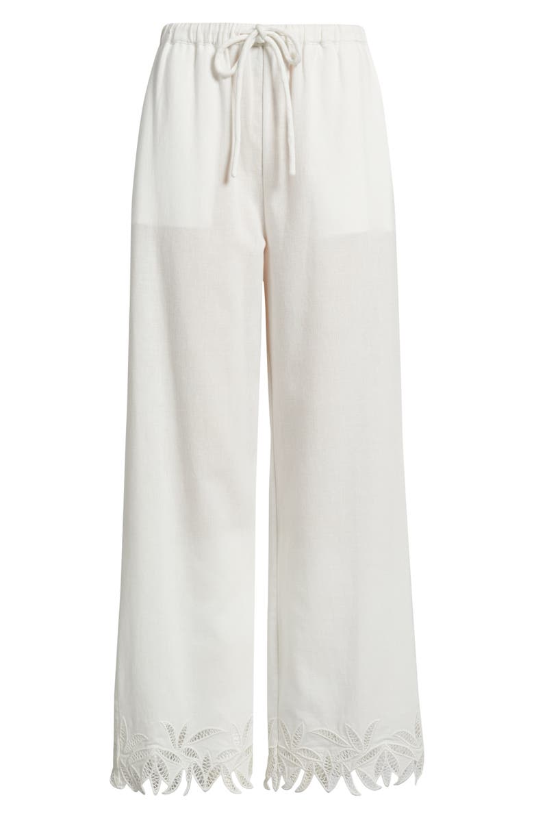 Rails Emmie Cotton & Linen Drawstring Pants, Alternate, color, White Palm Embroidery