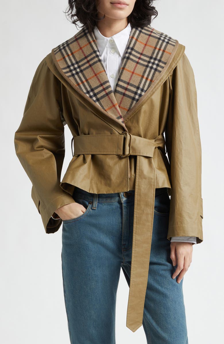 Burberry Carlton Two-Piece Wrap Jacket, Main, color, Lichen Beige