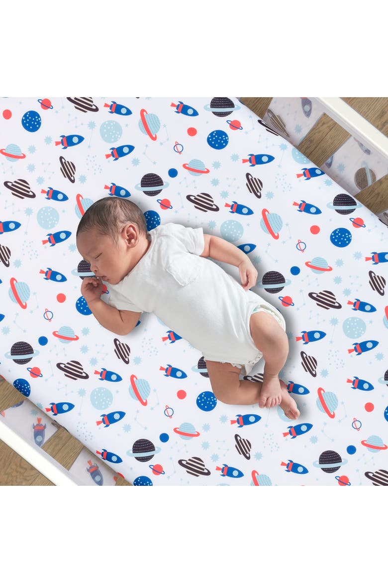 Space Galaxy 3-Pc Infant Nursery Baby Crib Bedding Set, Alternate, color, Blue