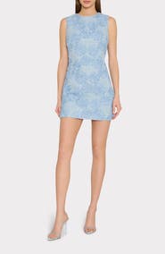 Milly Ivette Tweed Floral Appliqué Shift Minidress