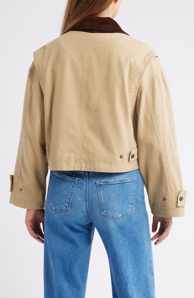 Lucky Brand Waxed Cotton Boxy Cargo Jacket, Alternate, color, Dark Khaki