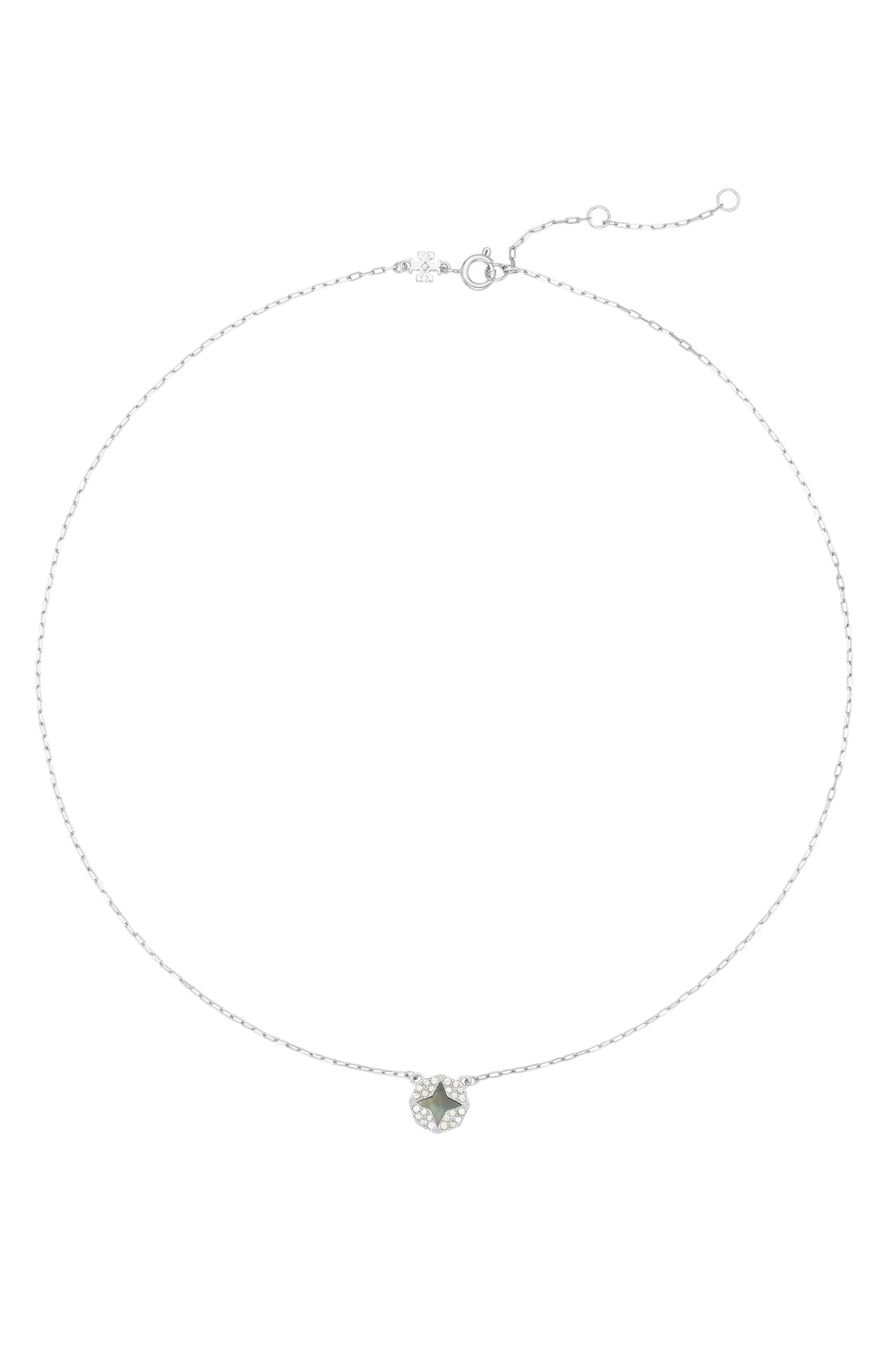 Tory Burch Forget Me Not Mother-of-Pearl Pendant Necklace