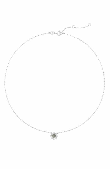 Tory Burch Forget Me Not Mother-of-Pearl Pendant Necklace