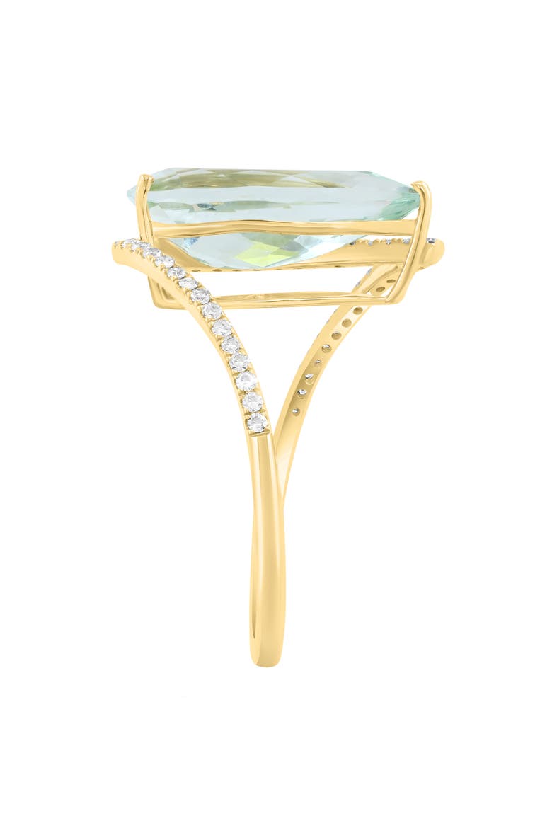 Pear Cut Green Quartz & Diamond Ring, Alternate, color, GREEN
