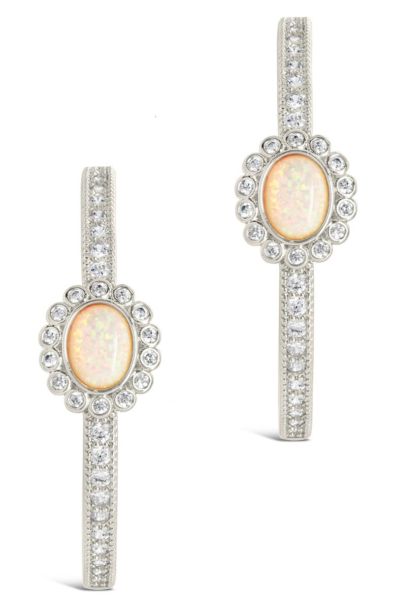 Sterling Forever Carina Cubic Zirconia Opal Hoop Earrings, Alternate, color, 