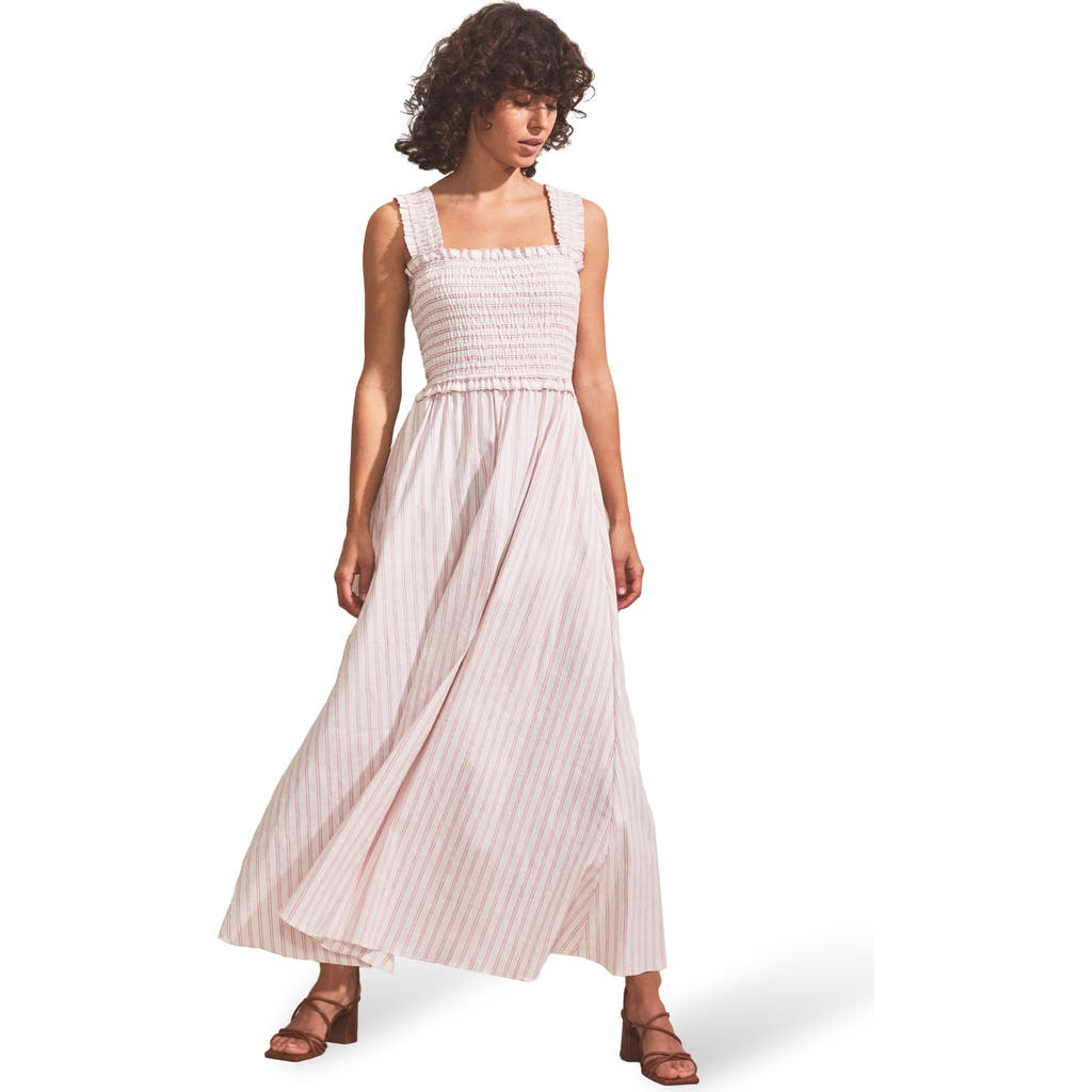 Ro&zo Stripe Shirred Dress In Pink