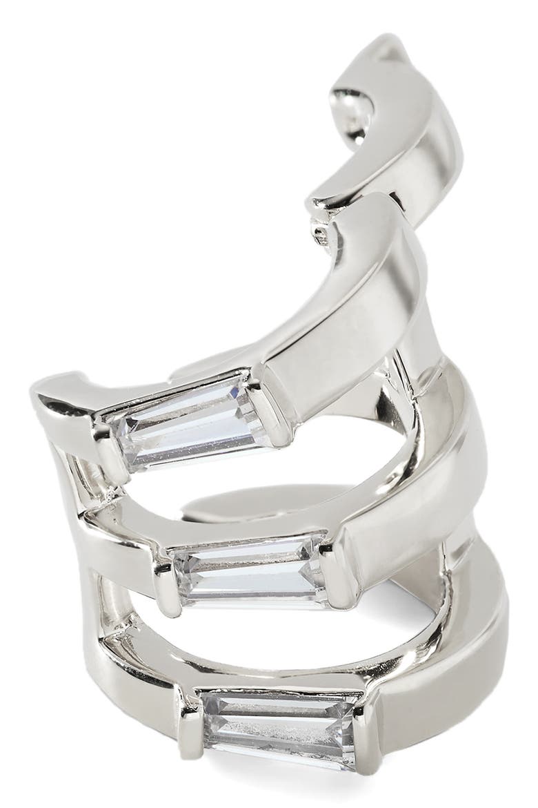 Gemma Stack Ear Cuff, Main, color, RHODIUM