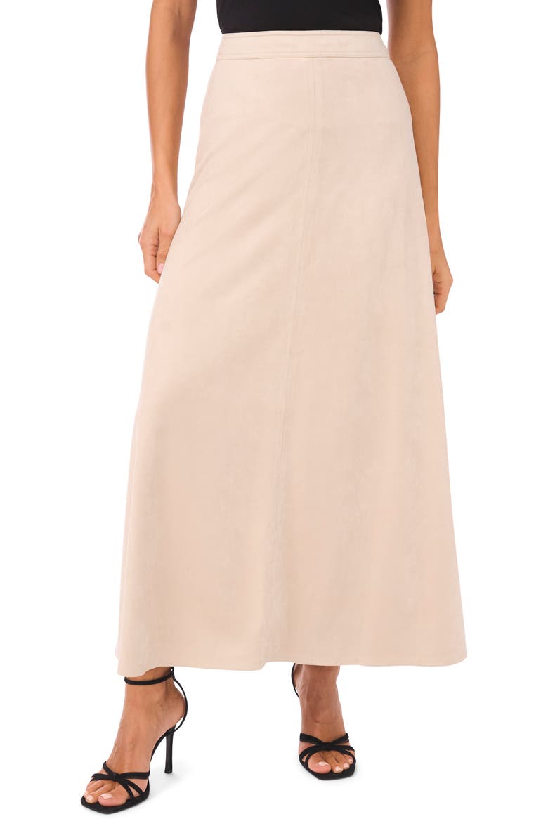 Vince Camuto Faux Suede A-Line Skirt, Main, color, Beige
