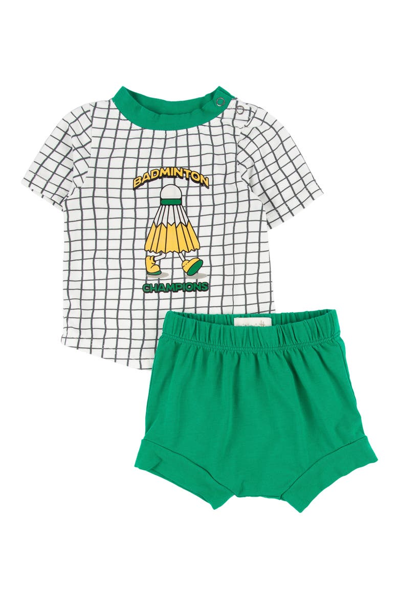 Christopher Stripe Cotton Graphic T-Shirt & Shorts Set, Main, color, BADMINTON