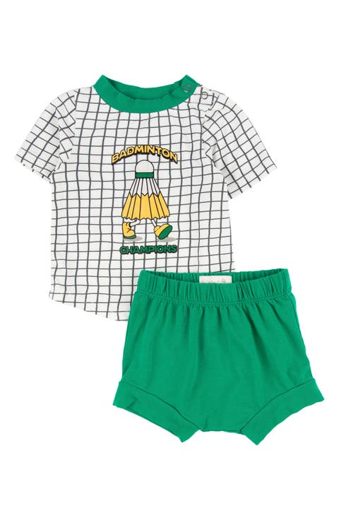 Christopher Stripe Cotton Graphic T-Shirt & Shorts Set (Baby)