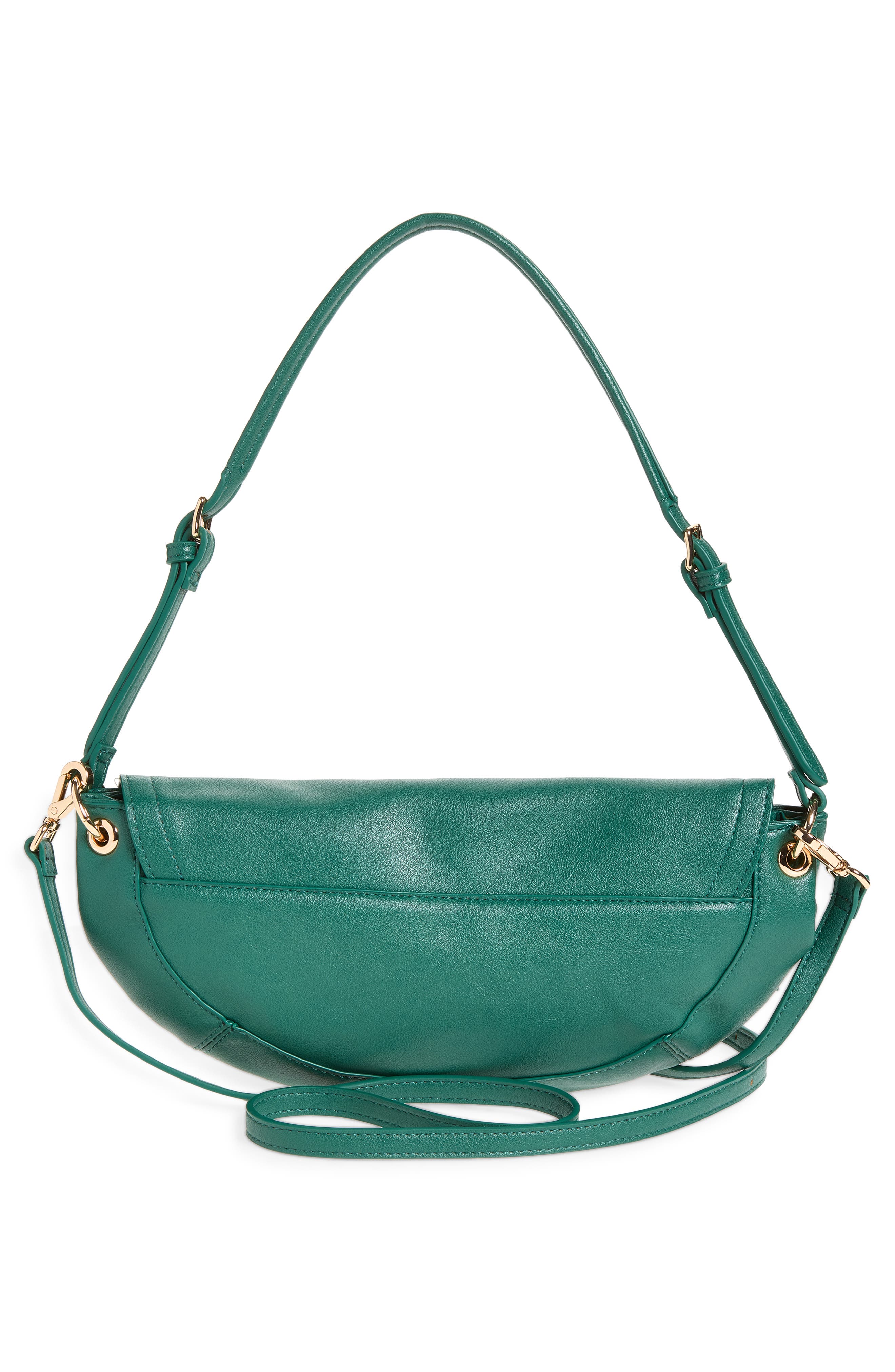 Getaria Semicircular Faux Leather Shoulder Bag, Alternate, color, EMERALD GREEN