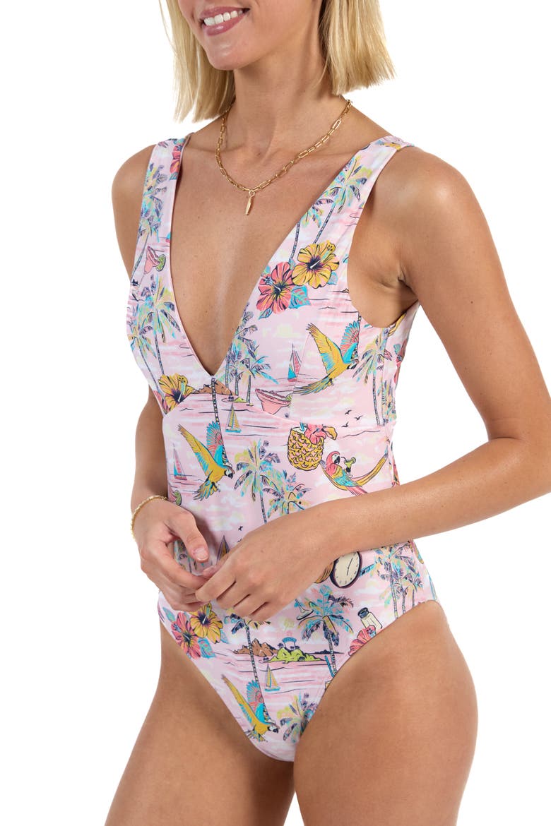 The Margaritaville Wastin' Away Again Sculpt One Piece, Alternate, color, Pink