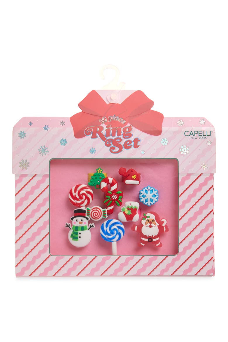 Kids' 10-Piece Holiday Ring Set, Main, color, MULTI