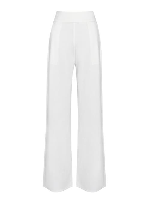 Miss Circle Neverough Wide Leg Stretch Crepe Trousers In White