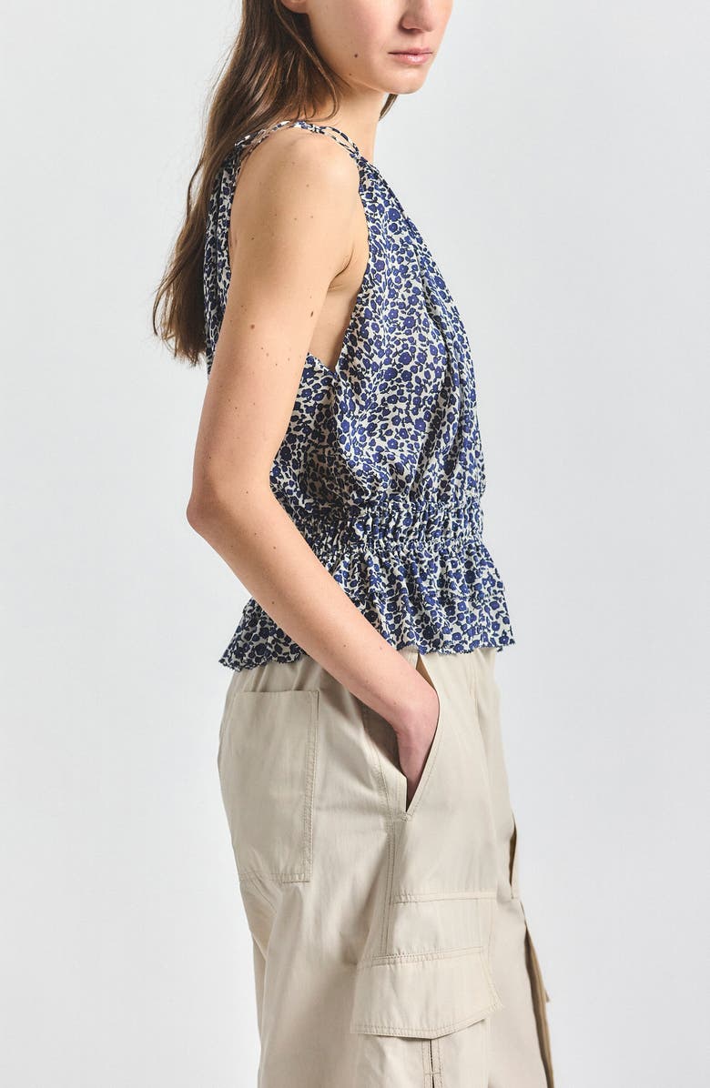 Derek Lam 10 Crosby Avery Floral Print Smock Top, Alternate, color, Marshmallow/ Navy