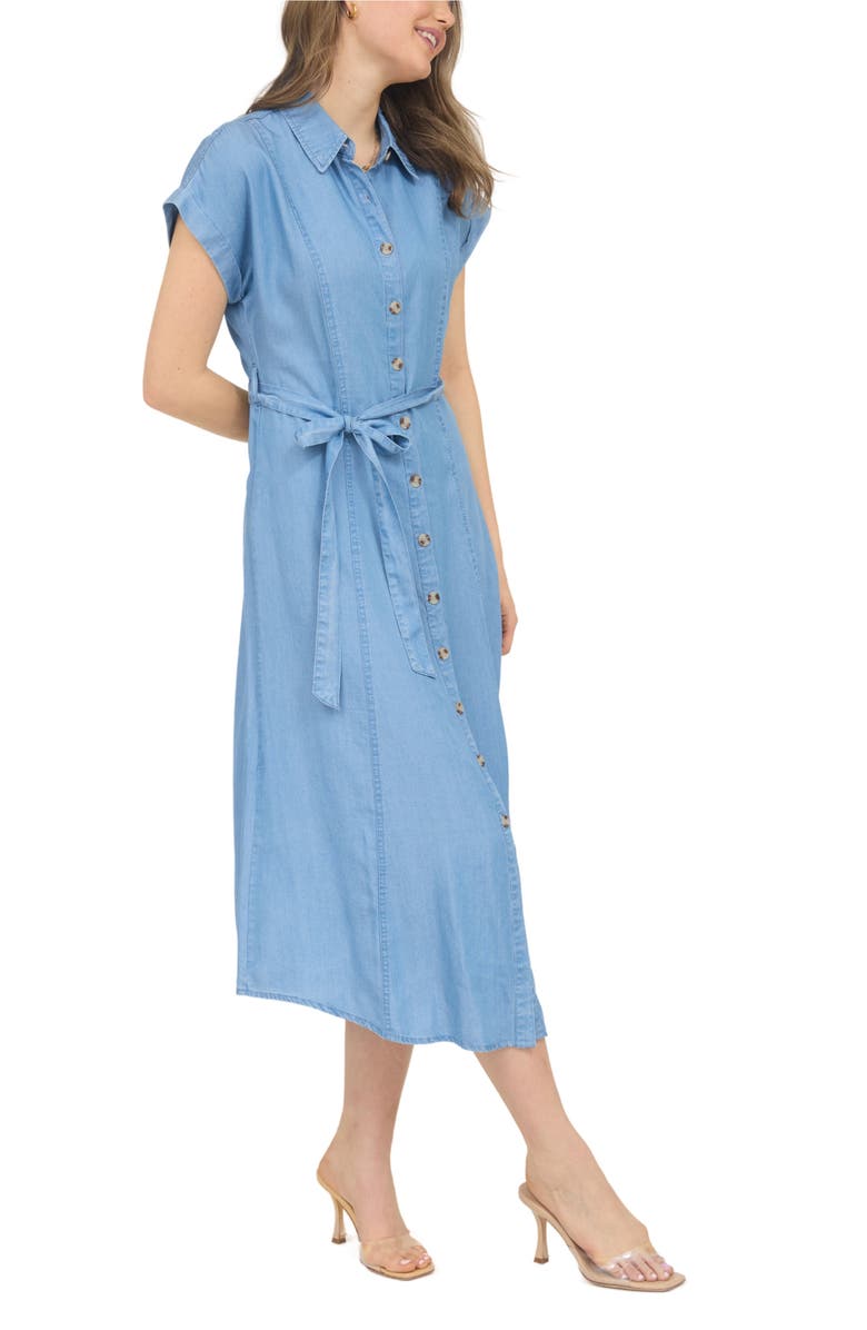AUGUST SKY Chambray Button Front Dress, Alternate, color, Chambray