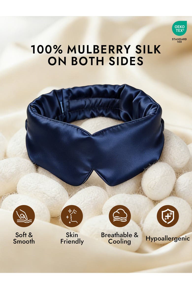 Elegant One Piece Silk Sleep Eye Mask, Alternate, color, DarkBlue