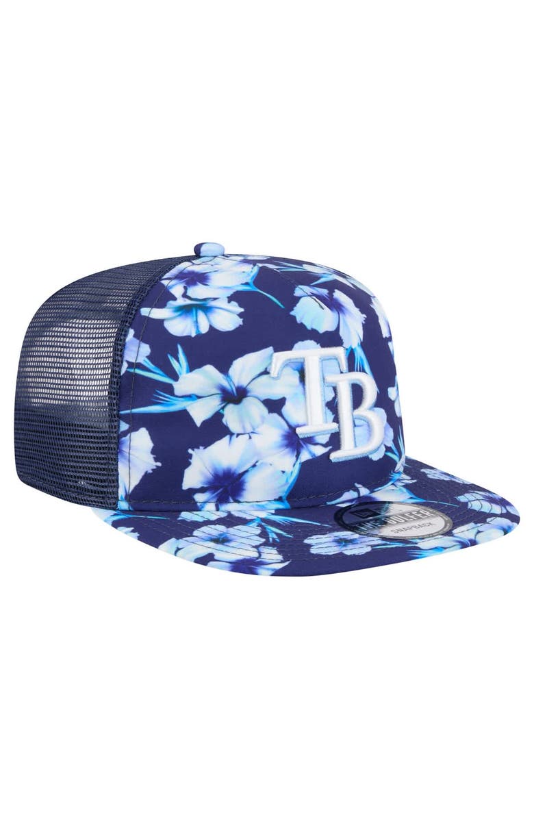 New Era Men's New Era Navy Tampa Bay Rays Adventure Pattern Golfer Trucker Snapback Hat, Alternate, color, 