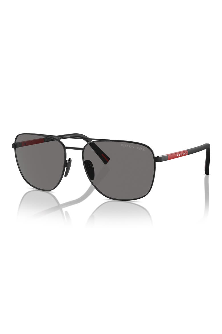 60mm Polarized Oval Sunglasses, Alternate, color, MATTE BLACK