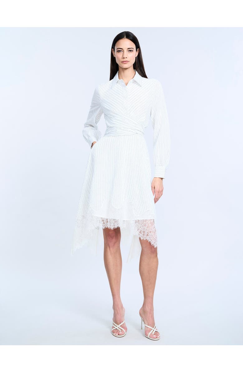 BCBGMAXAZRIA Striped Shirt Dress with Lace, Alternate, color, Jasmine