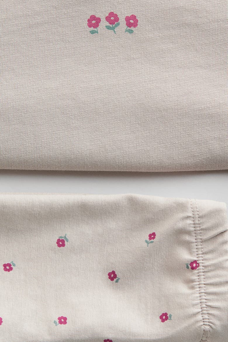 2-piece Ruffle-detail Cotton Set, Alternate, color, Light beige/floral