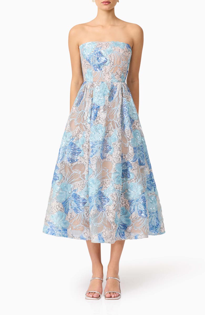 Elliatt Leonie Strapless Cocktail Dress, Main, color, Blue