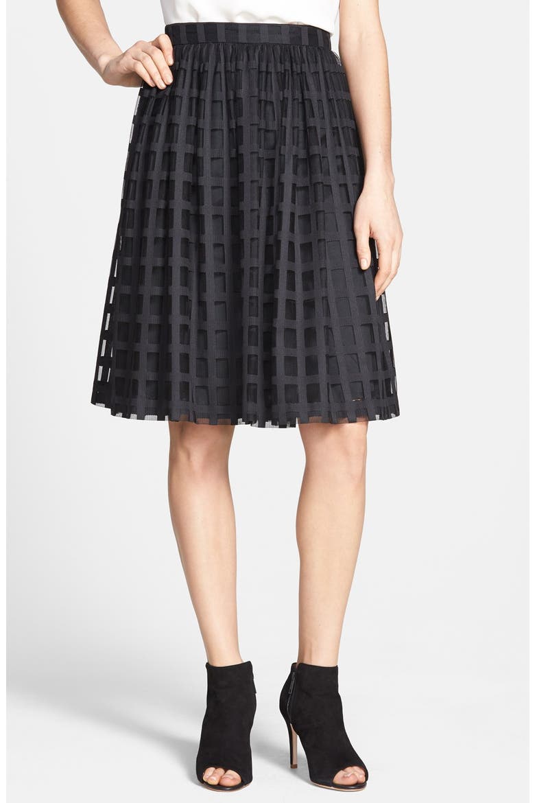 'Sarita' Windowpane Lace Skirt, Main, color, BLACK
