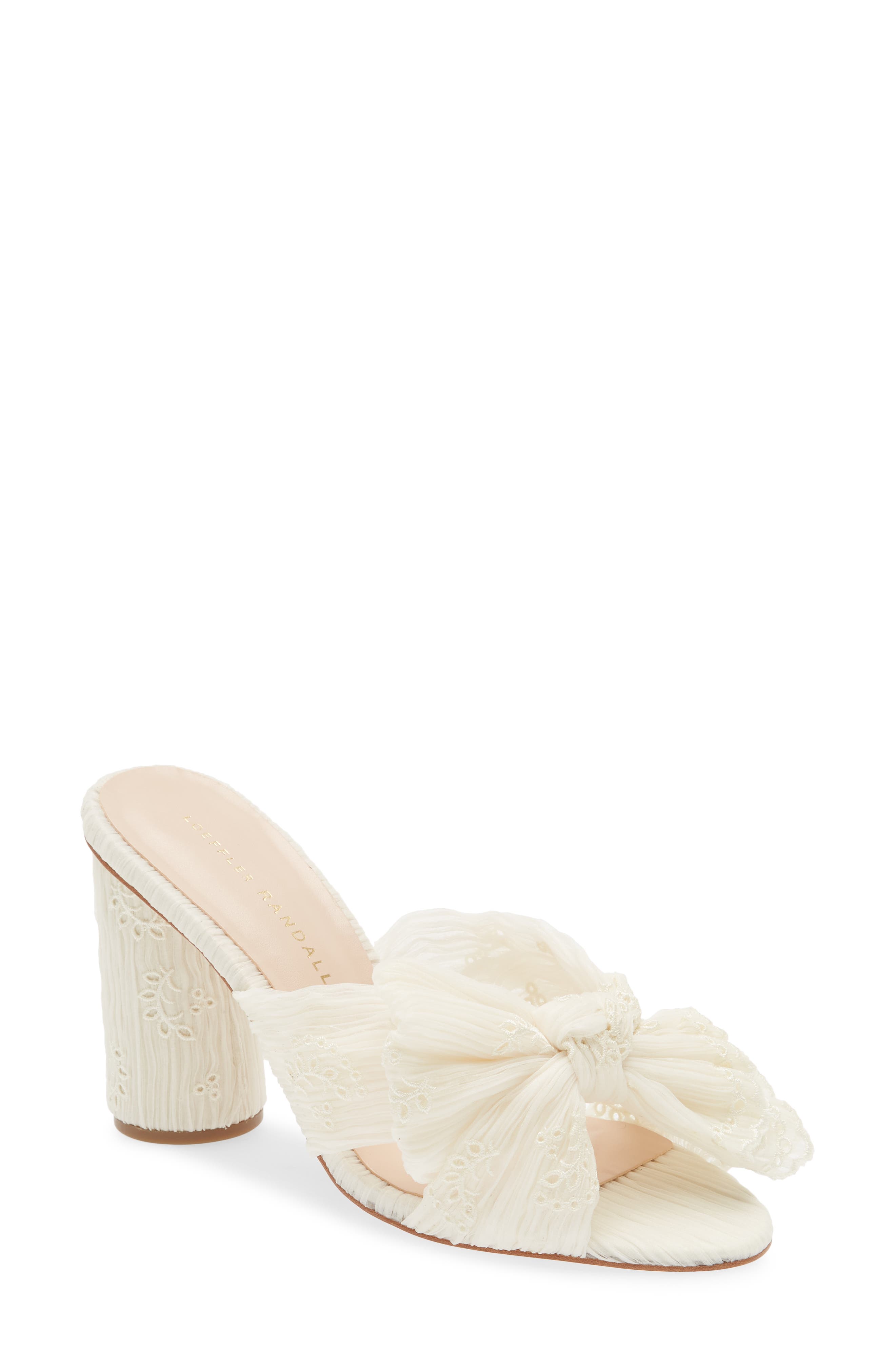 Loeffler Randall Penny Knotted Lamé Sandal, Main, color, Pearl Broderie
