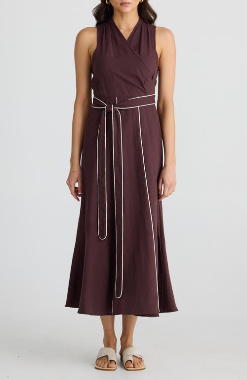 Shop Brave + True Brave+true Ari Tie Waist Sleeveless Linen Blend Maxi Dress