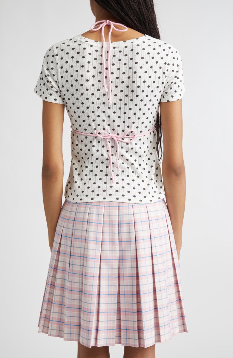 Sandy Liang Effie Bikini Top Layered Pointelle Baby Tee, Alternate, color, White Multi