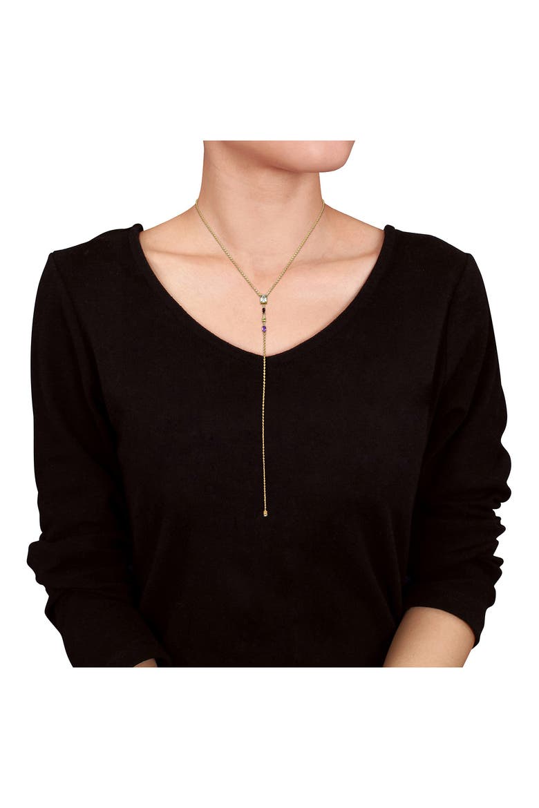 Semiprecious Stone Lariat Necklace, Alternate, color, GOLD MULTI